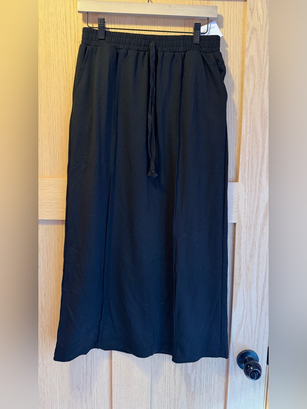 Black Drawstring Maxi Skirt — Women's Casual Everyday Skirt